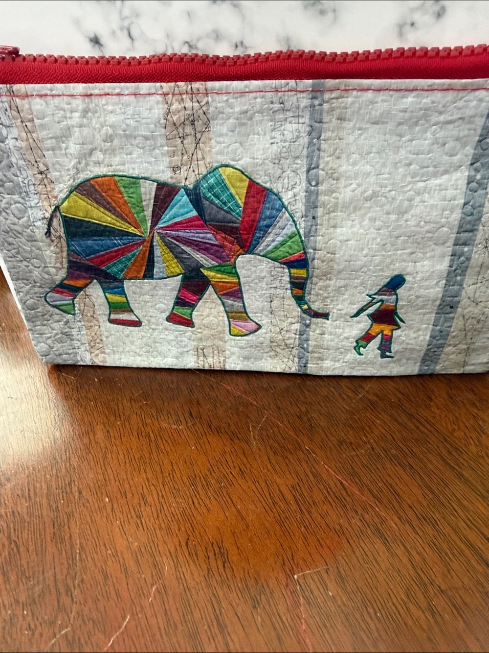 Colorful Patchwork Elephant Zip Pouch
